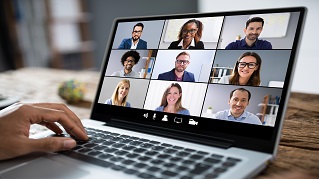 Healthcare professional in virtual meeting